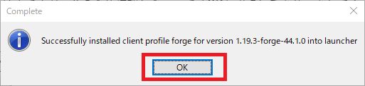Forgeインストール完了