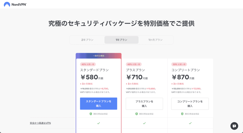 NordVPNの契約手順②