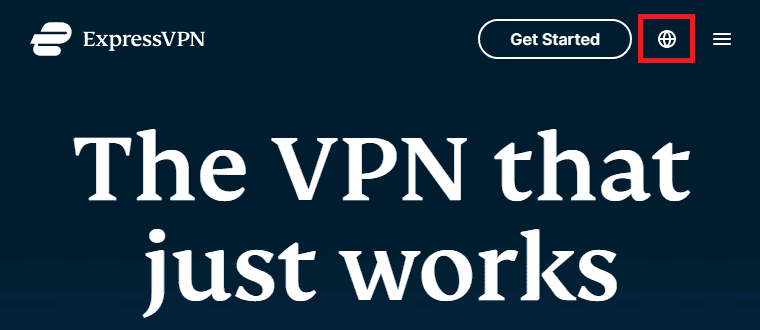ExpressVPNの公式サイトは地球儀アイコンで表示言語を変えられる