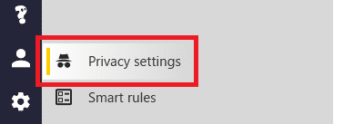 CyberGhostのPrivacy settingsを開く
