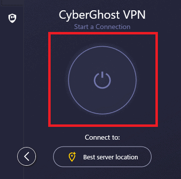 CyberGhostは電源マークをタップすれば接続可能