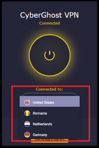 CyberghostのChrome拡張機能は4ヶ国のサーバしか接続できない