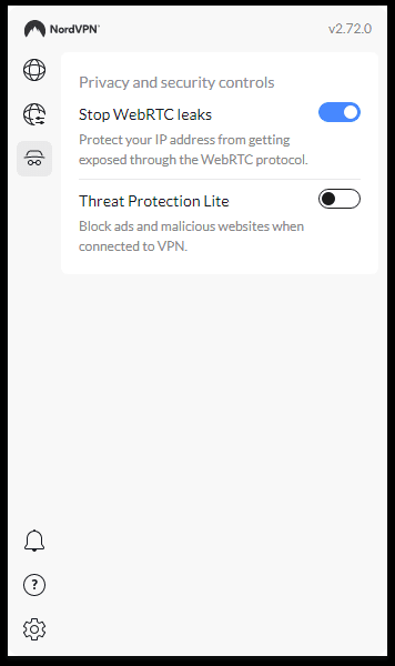 NordVPNのWebRTCおよび広告ブロックの設定