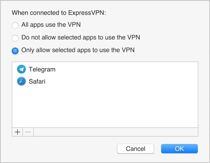 ExpressVPNのスプリットトンネル