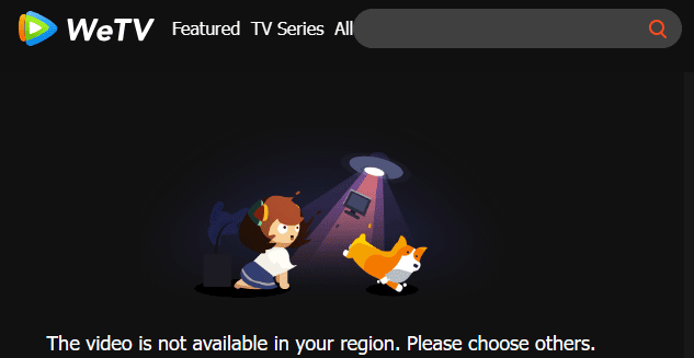 WeTVの地域ブロックエラー