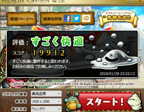 レノボLegion Y540(17)のドラクエXのスコア