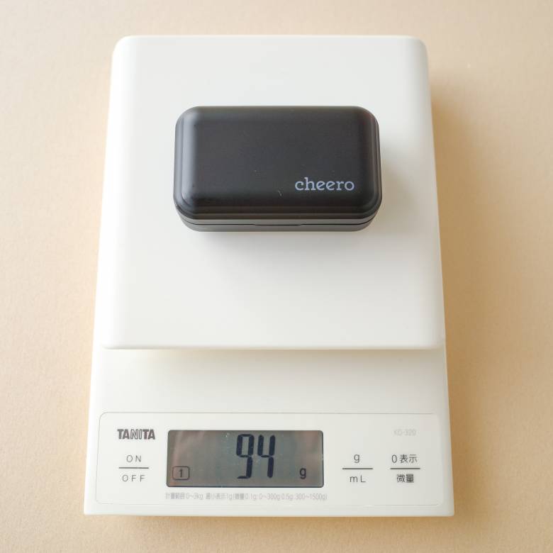 cheero Wireless Earphones Bluetooth 5.1の重量はケース込みで約94g