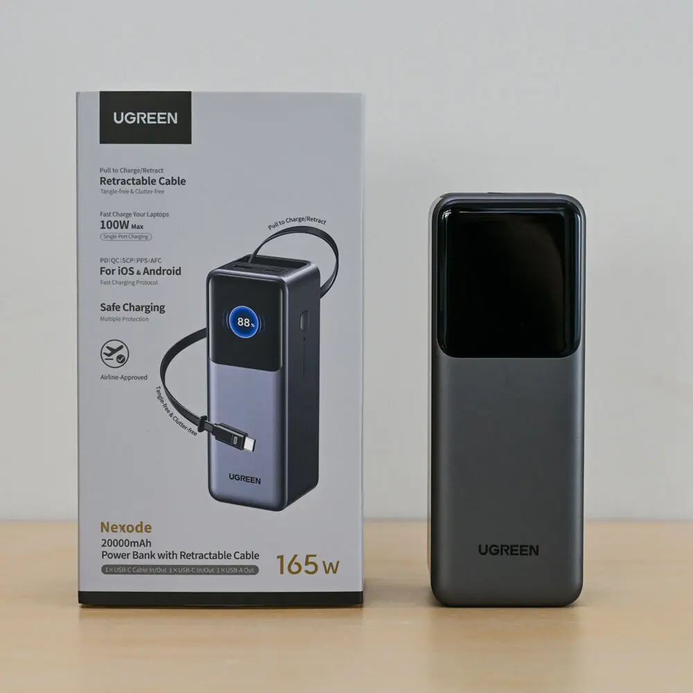 UGREEN巻取式モバイルバッテリー (20000mAh・165W) UGREEN Nexode 巻取式USB-Cケーブル内蔵モバイルバッテリー (20000mAh