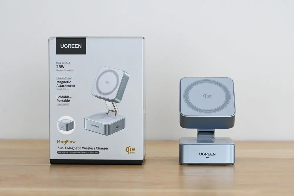 UGREEN MagFlow 2-in-1 マグネット式ワイヤレス充電器 25Wをレビュー