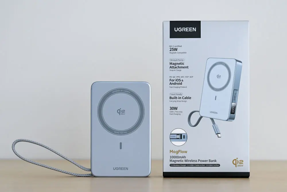 UGREEN MagFlow Qi2 25Wモバイルバッテリー (10000mAh・30W)をレビュー