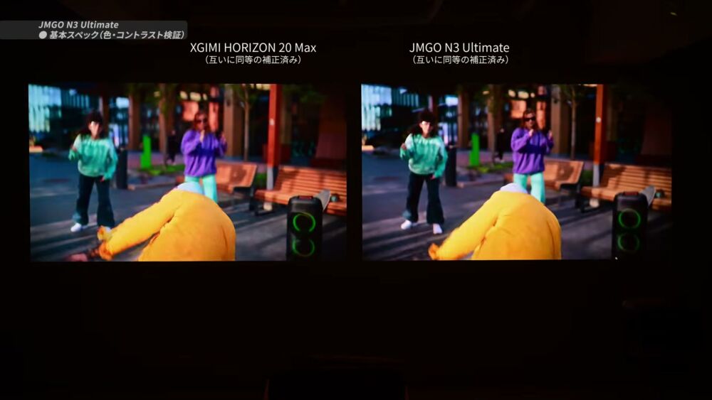 JMGO N3 Ultimate vs XGIMI HORIZON 20 Max 色・コントラスト比較