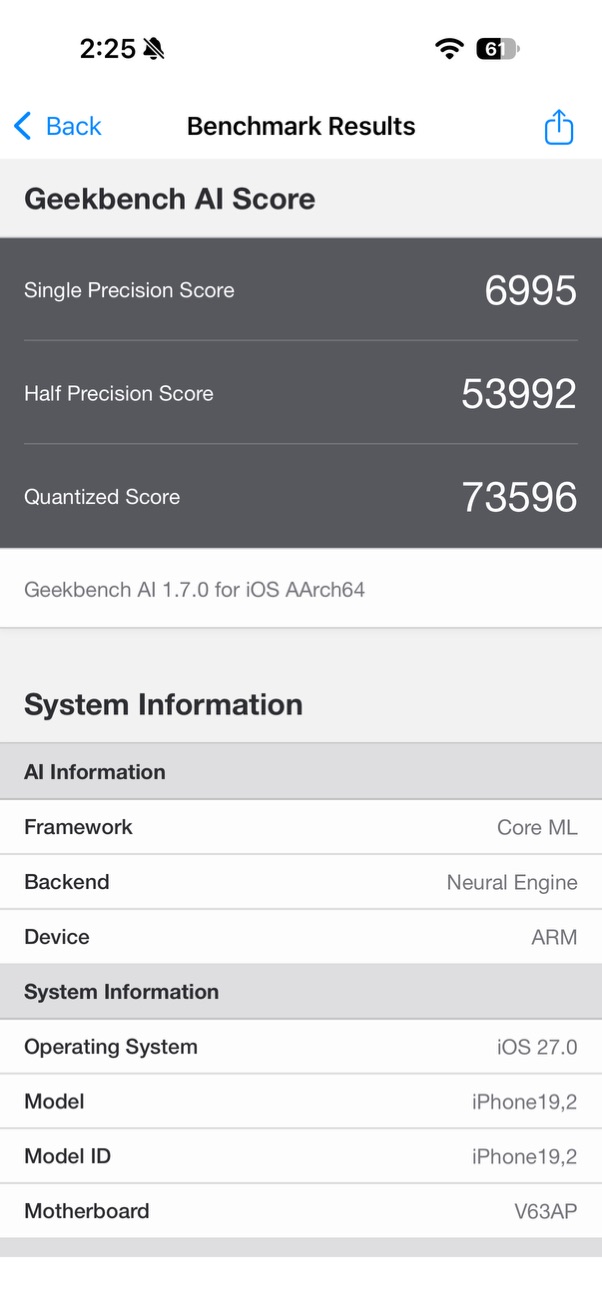 iPhone 18 ProのGeekbench AIスコア